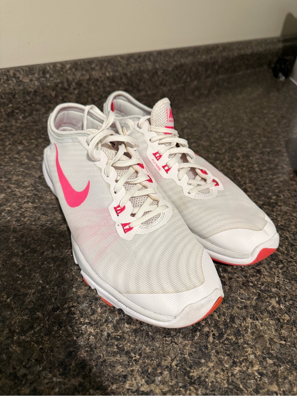 Nike Women White Shoes with Pink Swoosh